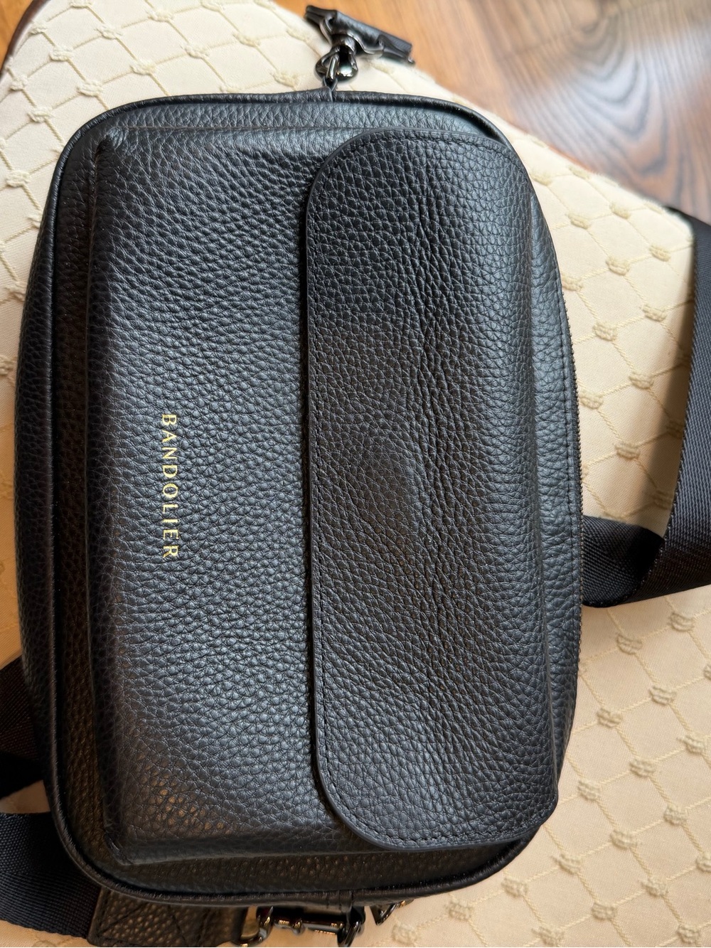 Bandolier Miller Black/Pewter Leather Crossbody - Picture 2 of 5